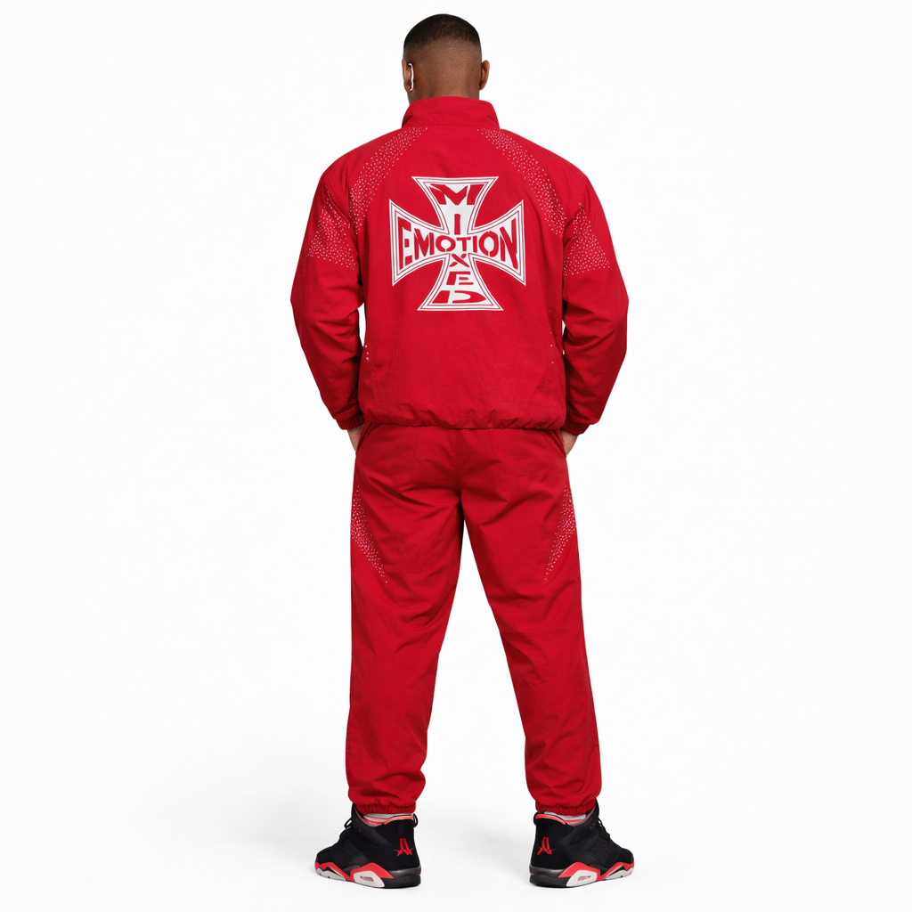 Mixed Emotions Red Classic Nylon Track Set Lightweight