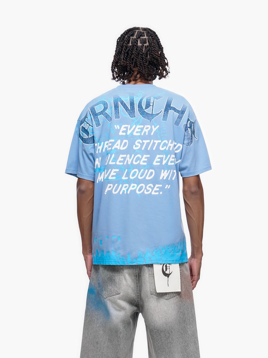 TRNCHS
"STITCHED IN SILENCE" BLUE TEE