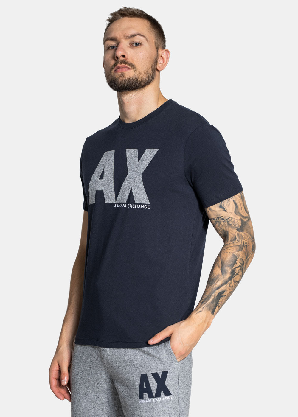 Armani Exchange Regular Fit Navy Grey Tshirt