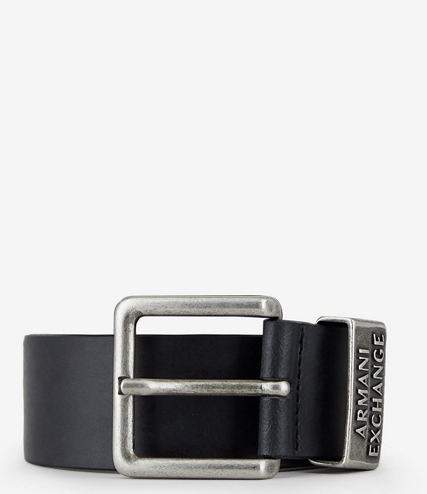 Armani Exchange Icon Black Leather Belts