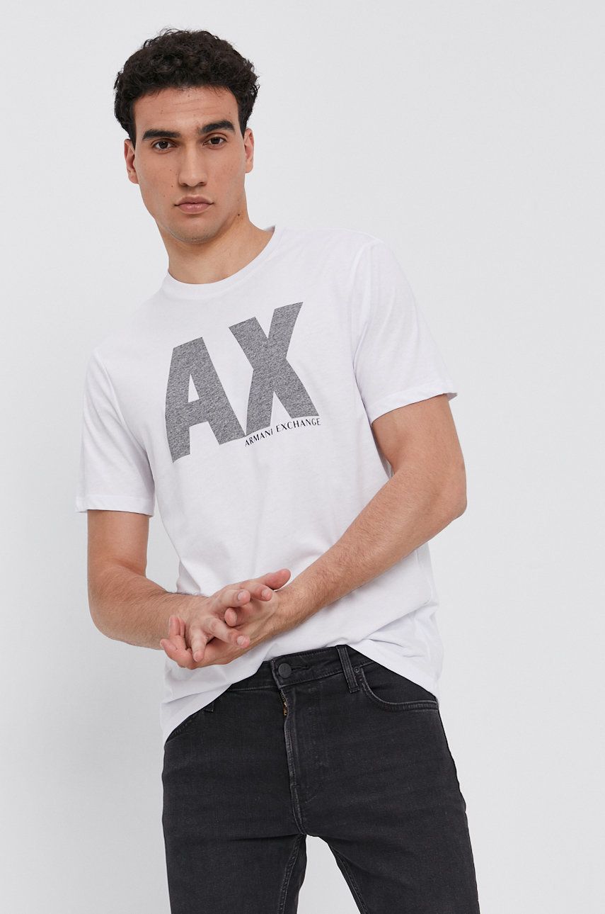 Armani Exchange Regular Fit White Grey Tshirt