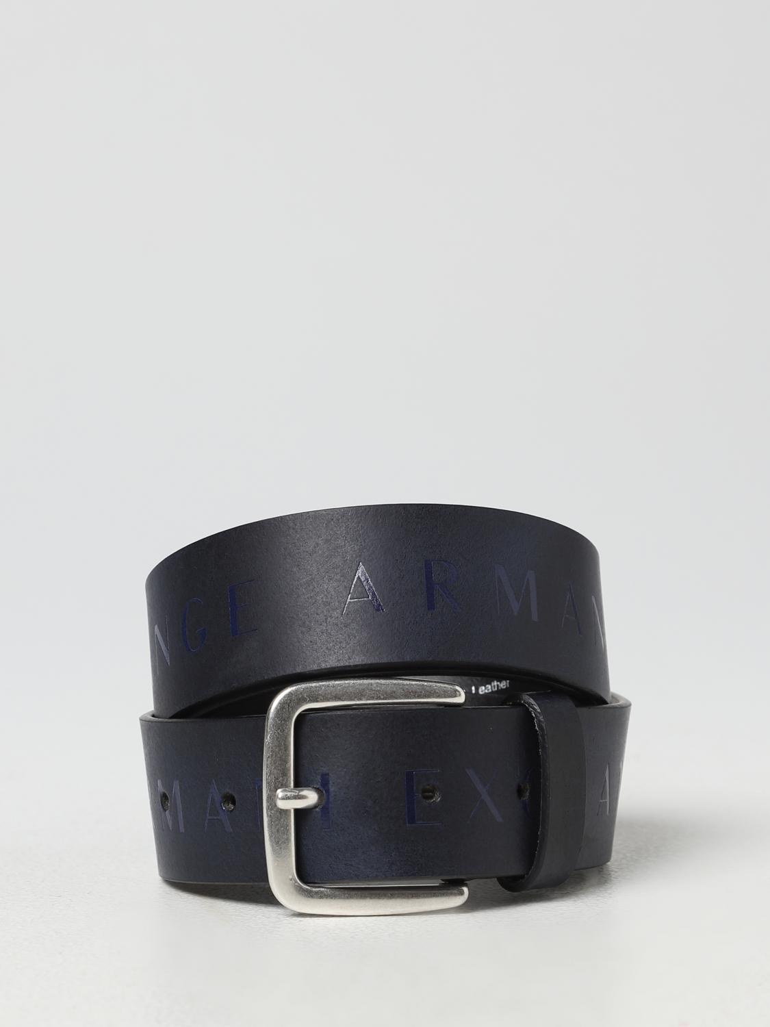 Armani Exchange Black,Navy Leather Belt