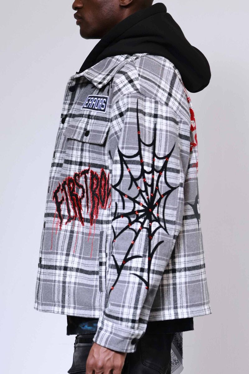 First row beware of structural error hood shacket