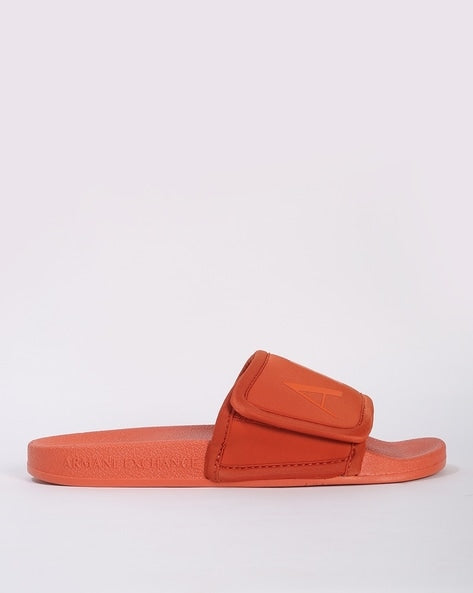 Armani exchange icon logo single strap slides Sandals (orange)