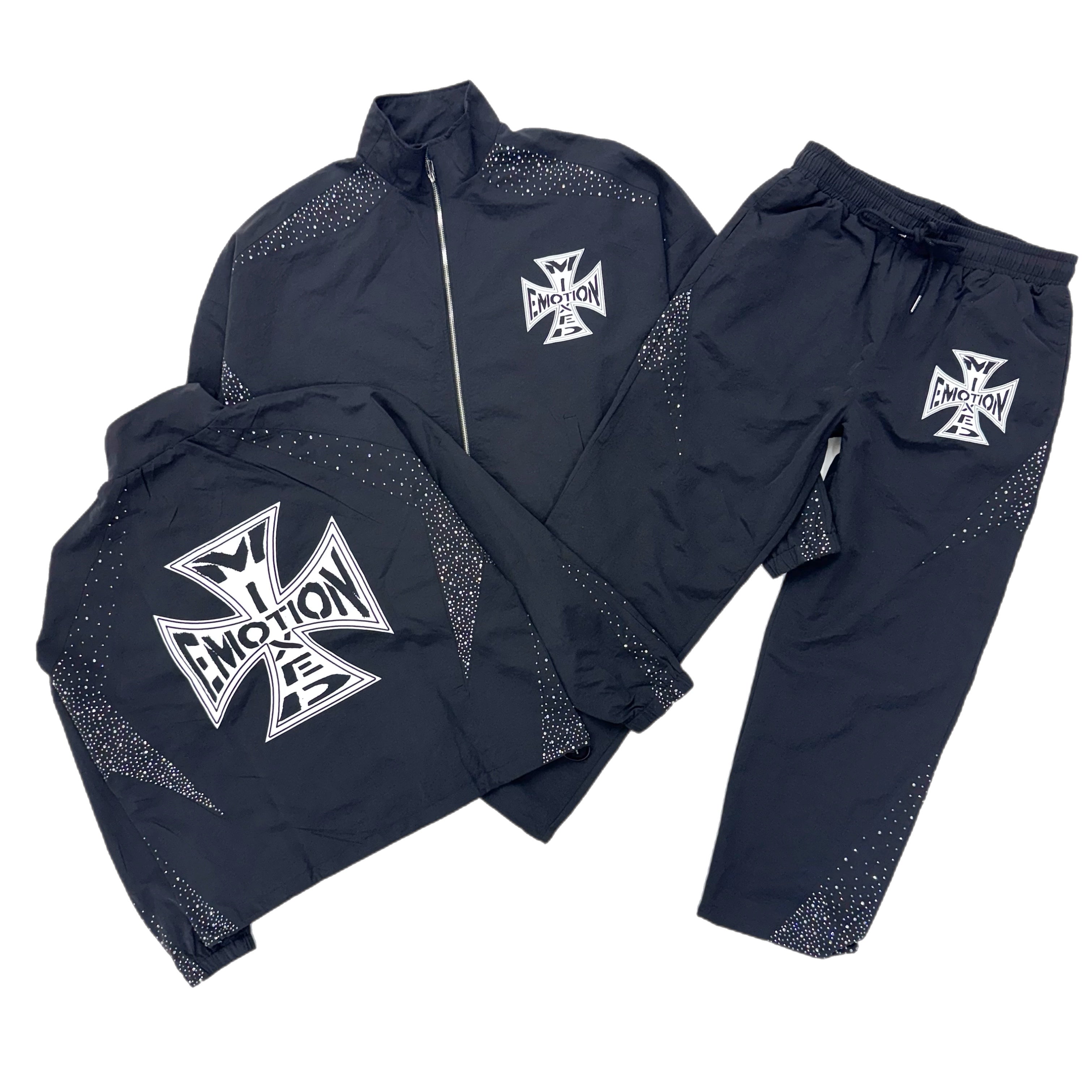 Mix emotions Black Classic Nylon Track Set Lightweight