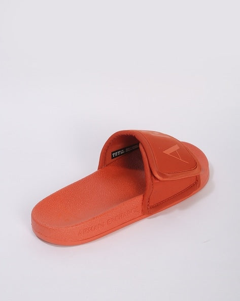 Armani exchange icon logo single strap slides Sandals (orange)