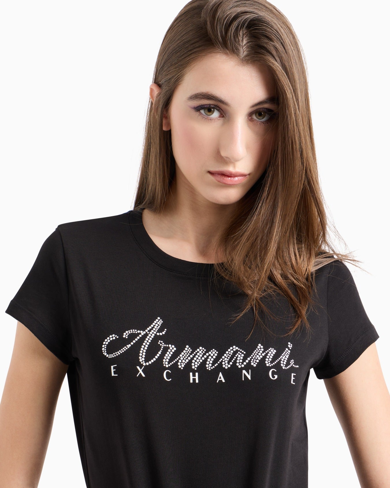 Armani Exchange women black white tshirt