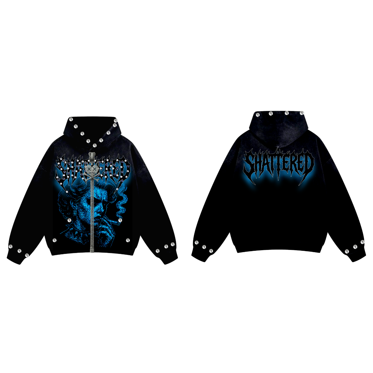 SHATTERED ANXIETY Black HOODIE