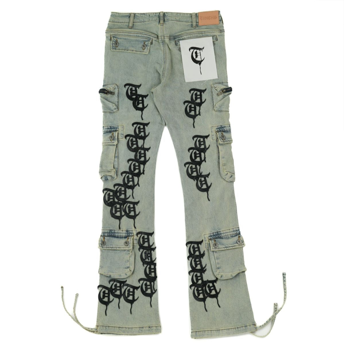 TRNCHS KHANDAQ" Light Wash Cargo Denim