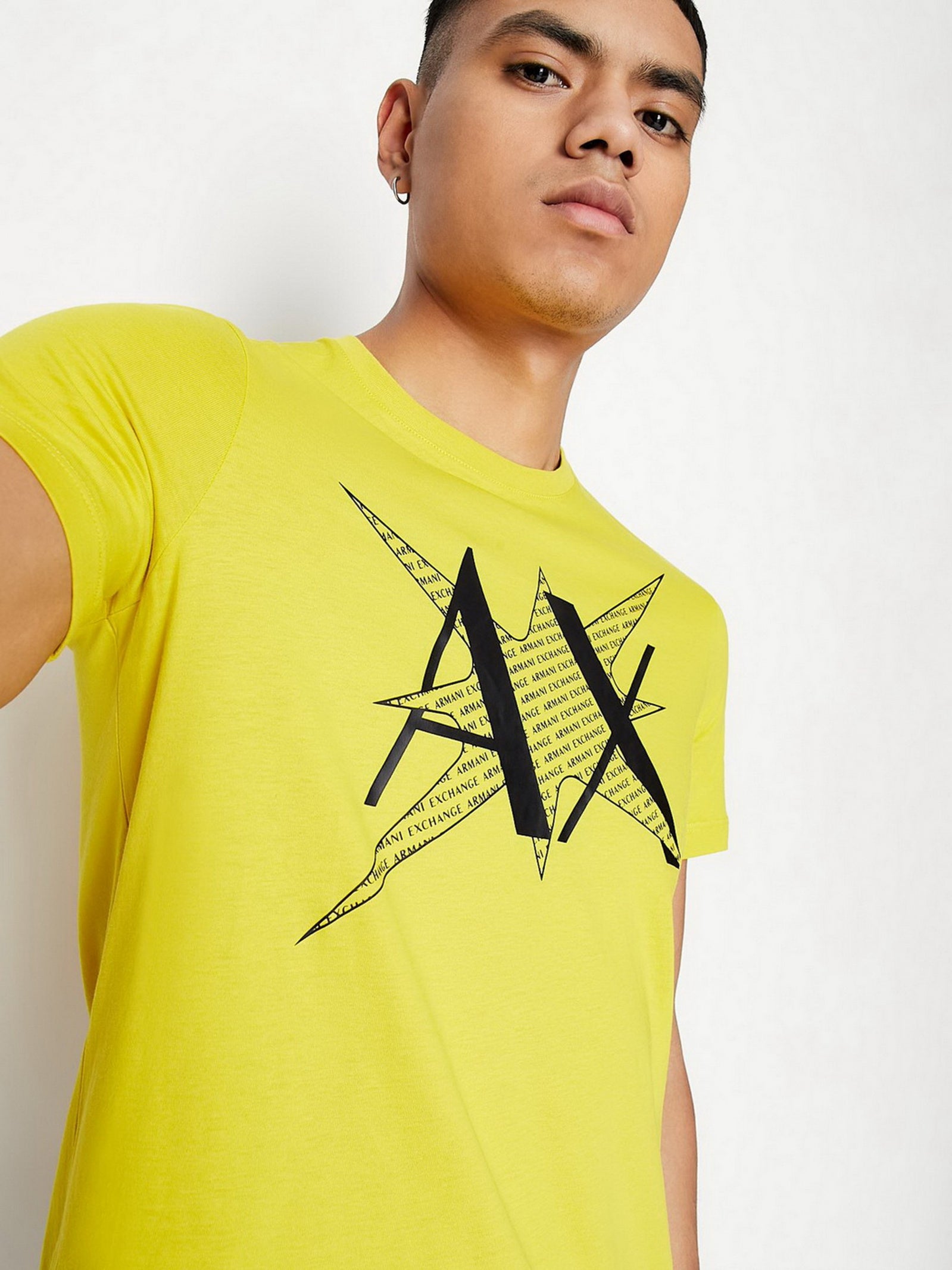 Armani Exchange Slim Fit Yellow,Black Tshirt