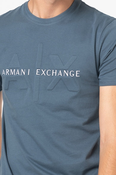 Armani Exchange Regular Fit Light Blue Icon Logo Tshirt