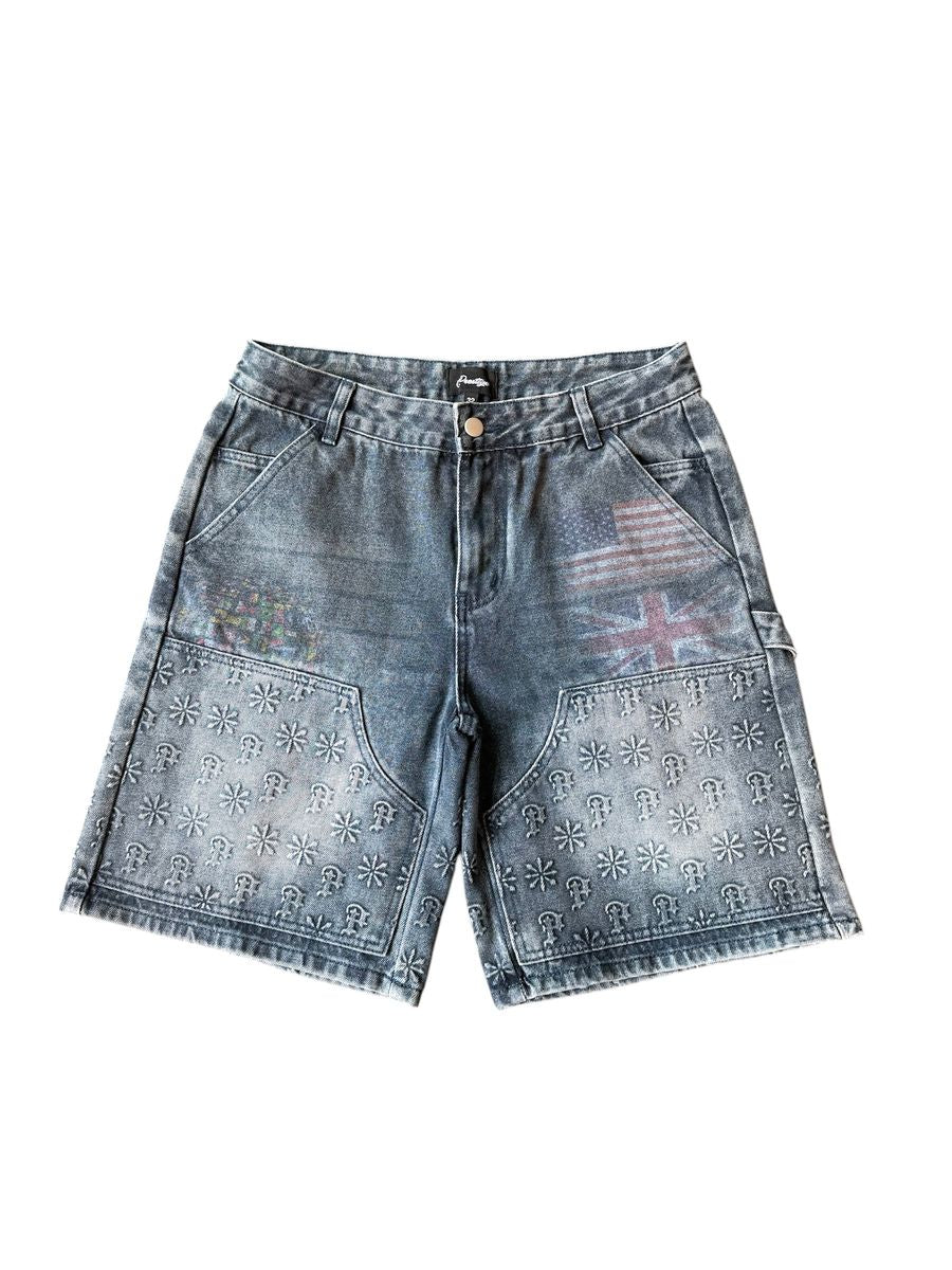 PRESTIGE Blue Embossed Denim Jorts