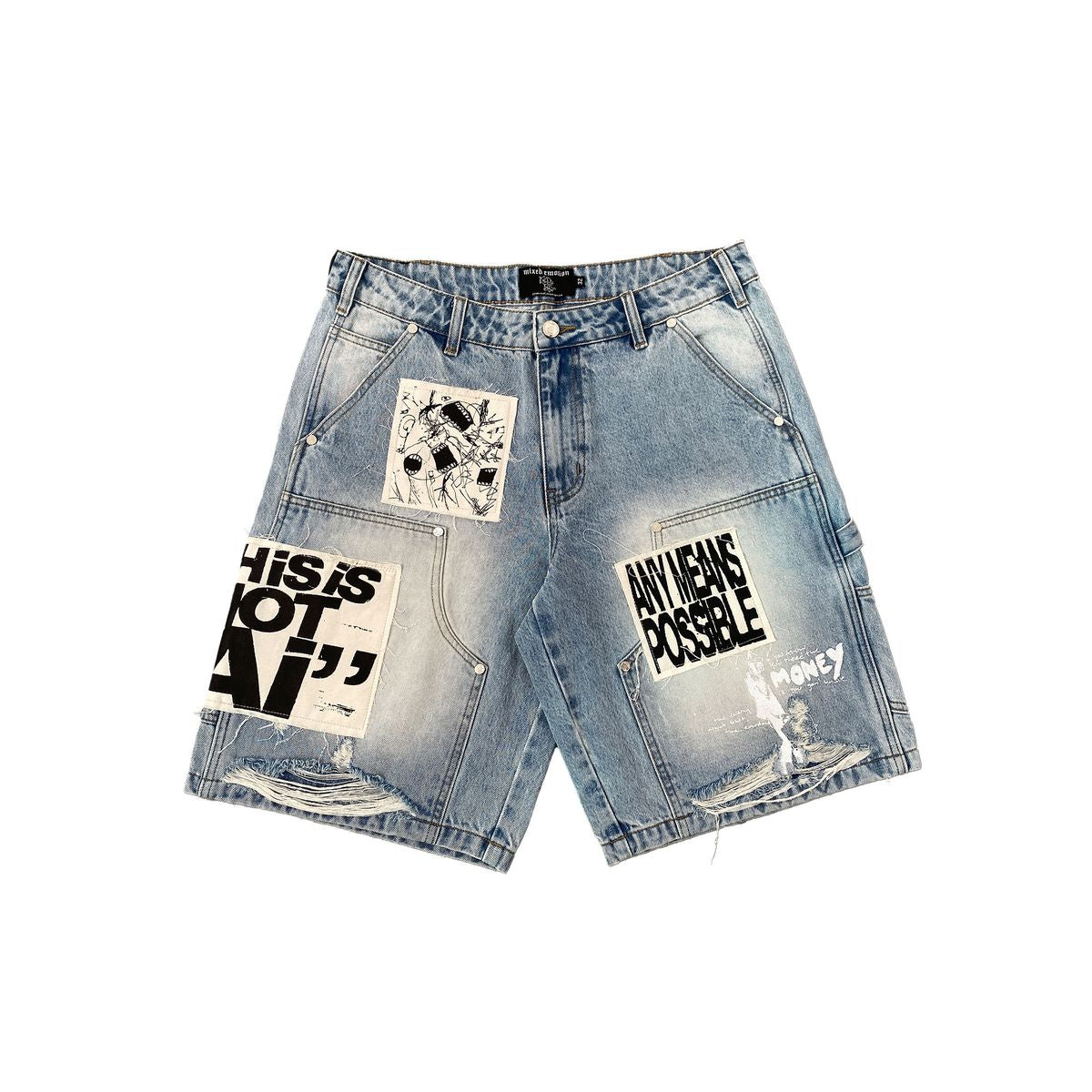 Mix emotions Blue “AI” Denim shorts (Blue