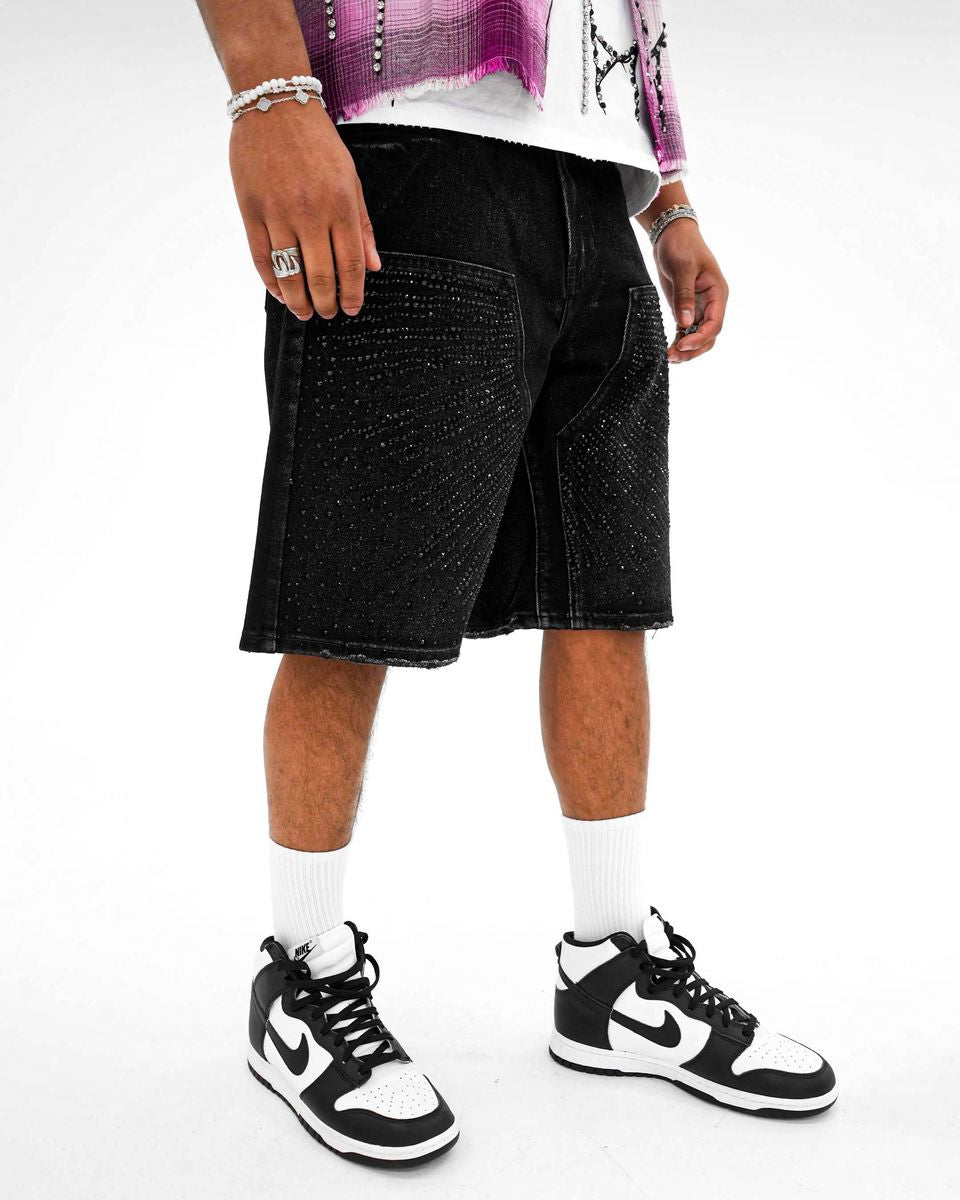 preme Drop gems” crystal black shorts