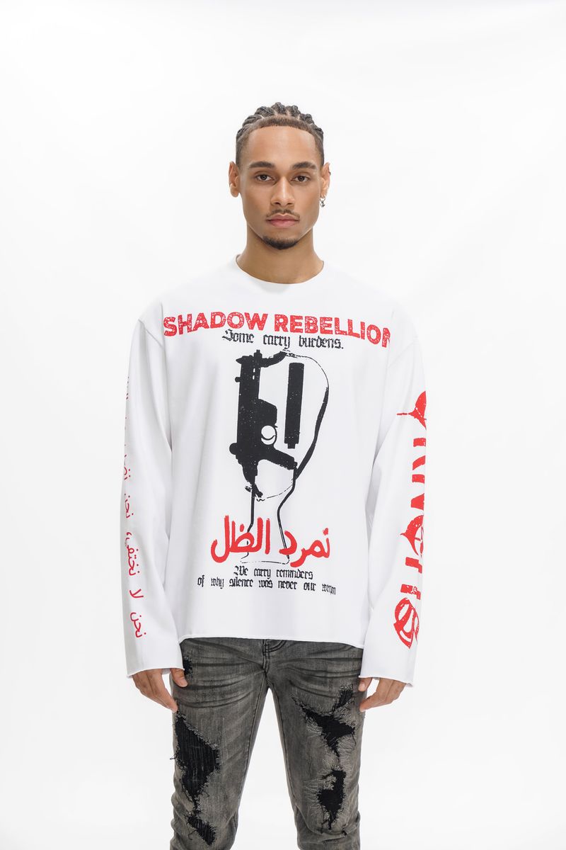 TRNCHS
"SHADOW REBELLION" WHITE LONG SLEEVE