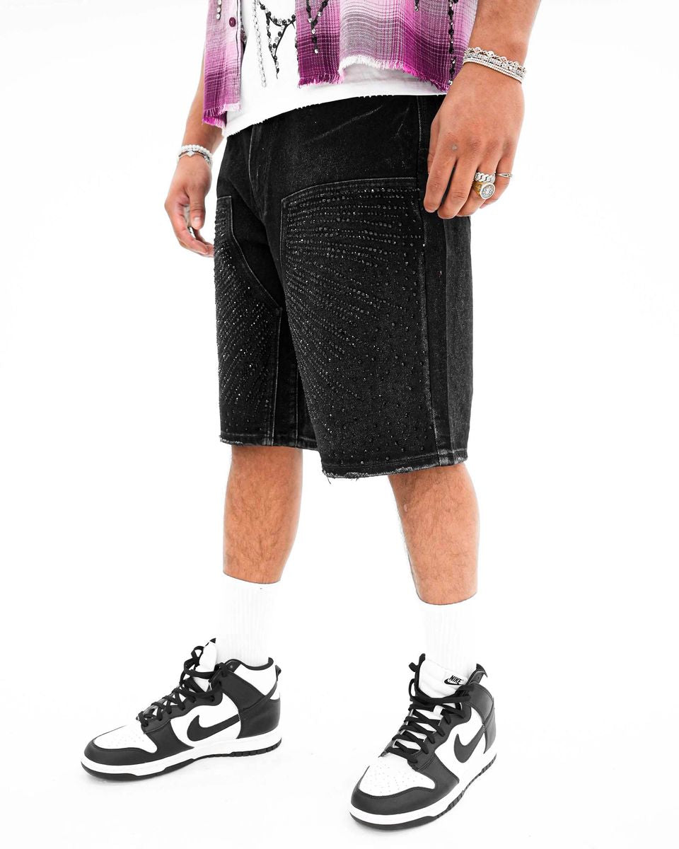 preme Drop gems” crystal black shorts
