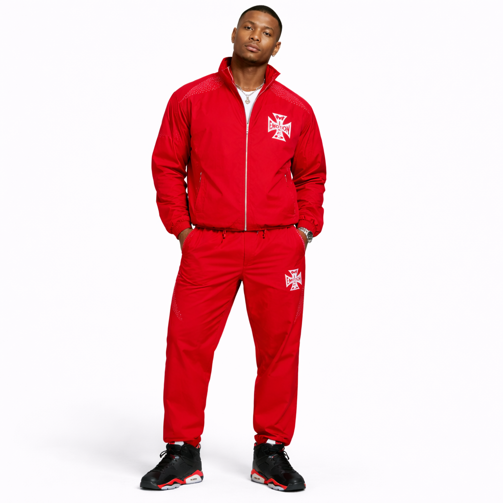 Mixed Emotions Red Classic Nylon Track Set Lightweight