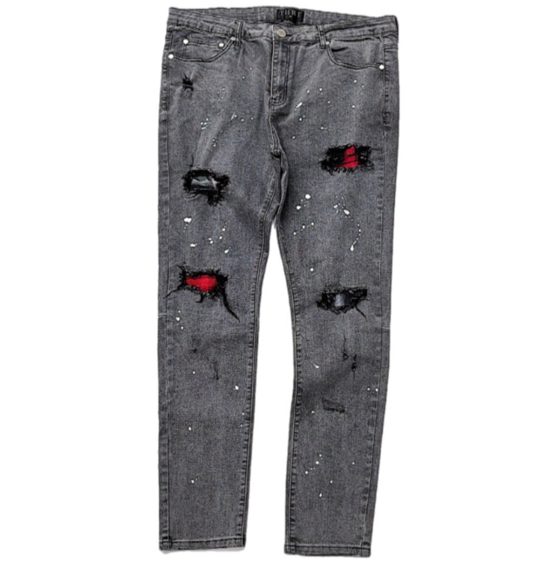 Thrt Grey multiple patches Denim