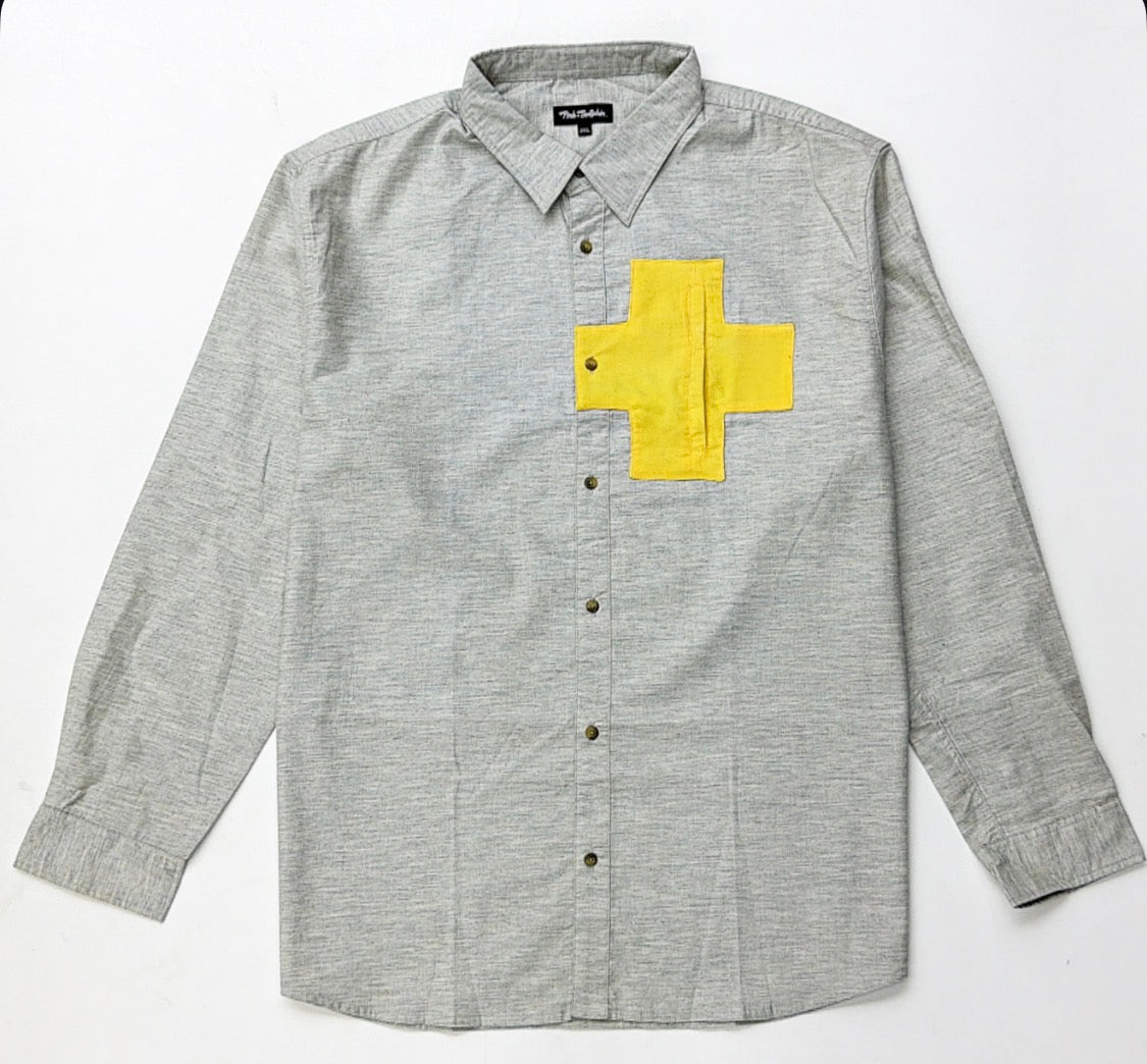Pink Dolphin Grey Yellow pocket Button Down shirt