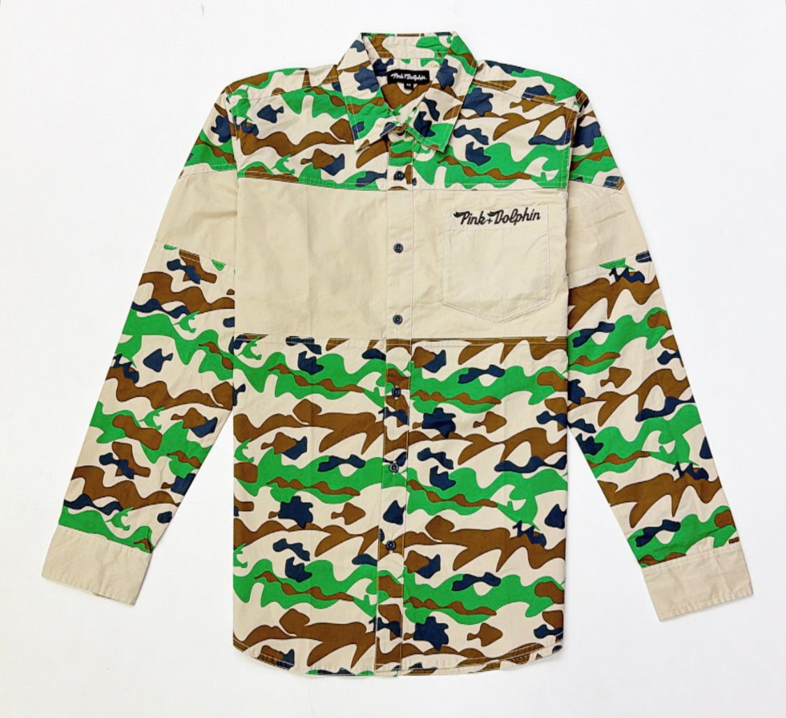 Pink Dolphin Camo Button Down Shirt