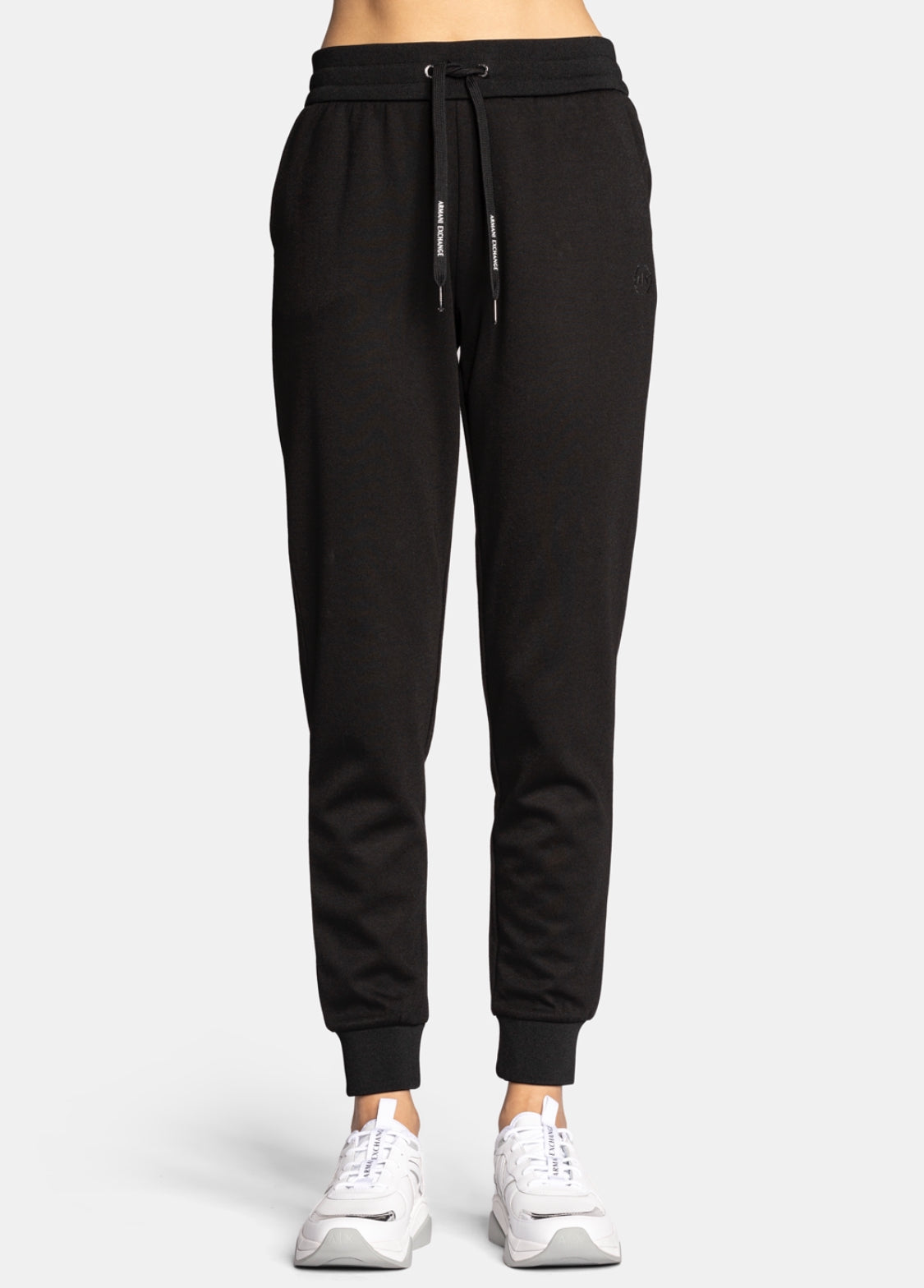 armani exchange jet black women trousers