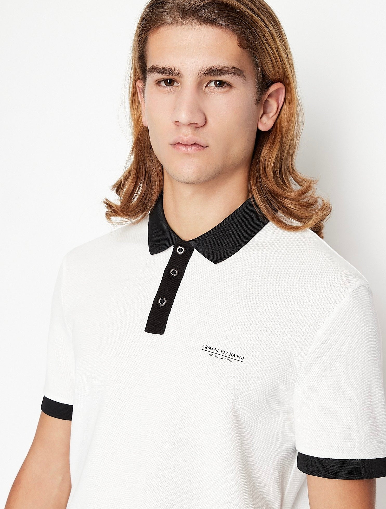 Armani Exchange white polo shirt
