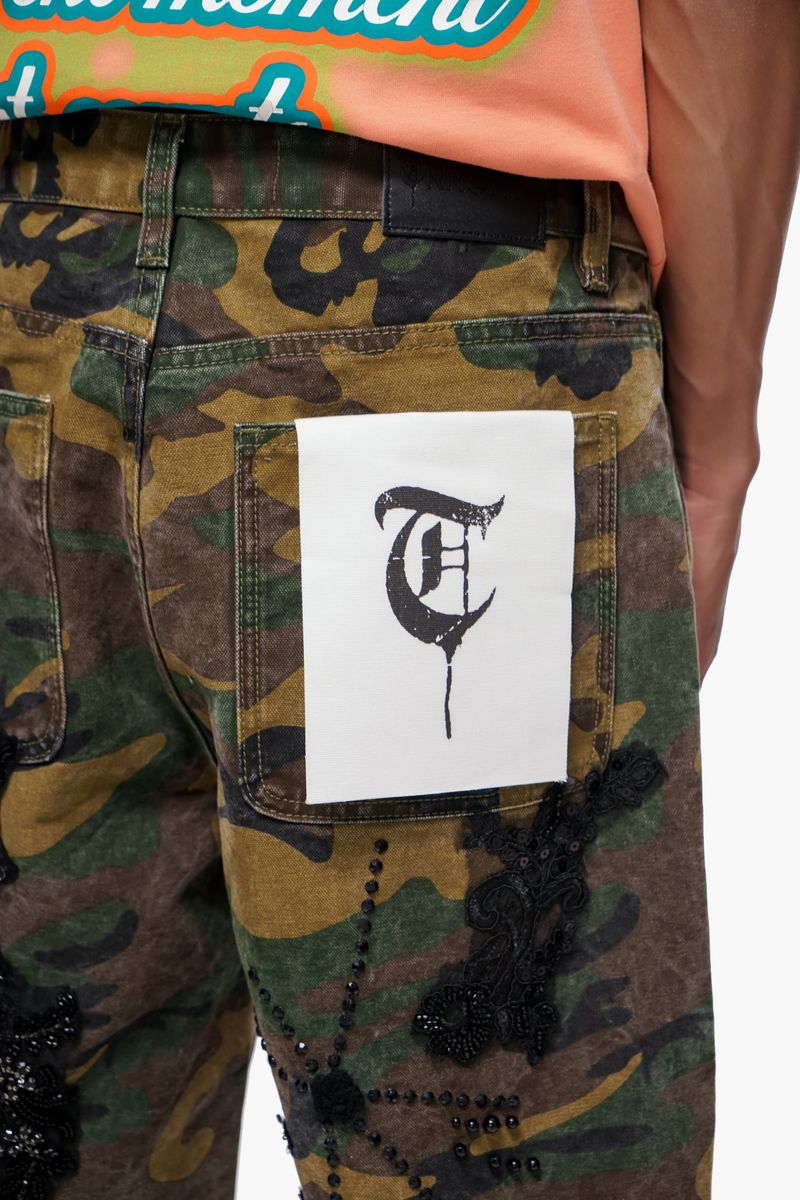 The Trnchs STITCHED - Camo Denim Shorts