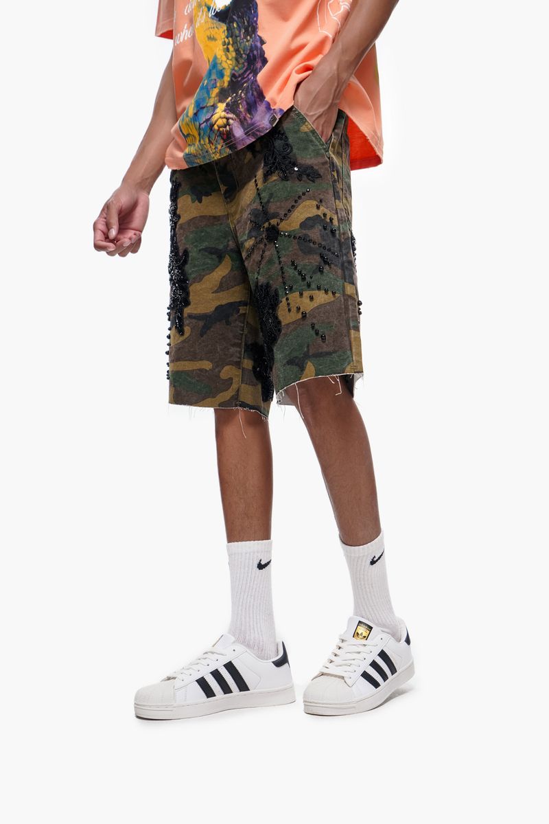 The Trnchs STITCHED - Camo Denim Shorts