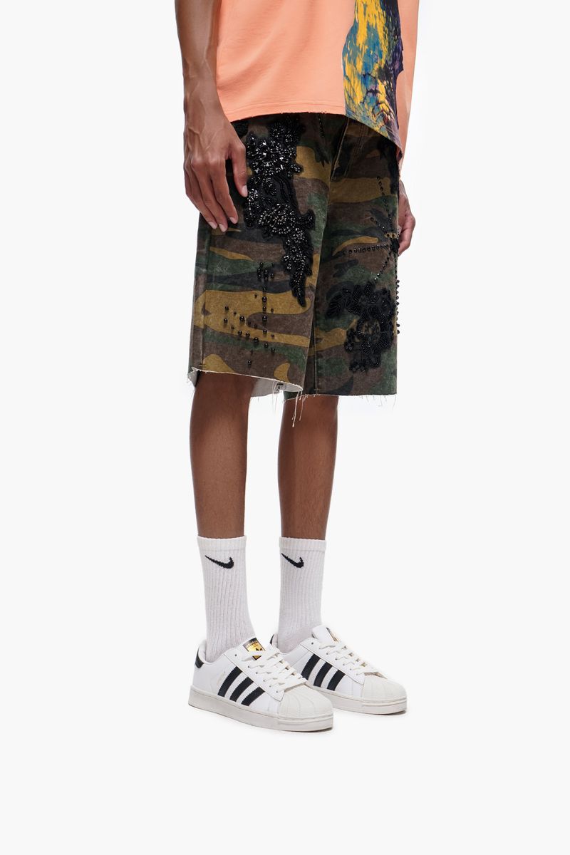 The Trnchs STITCHED - Camo Denim Shorts