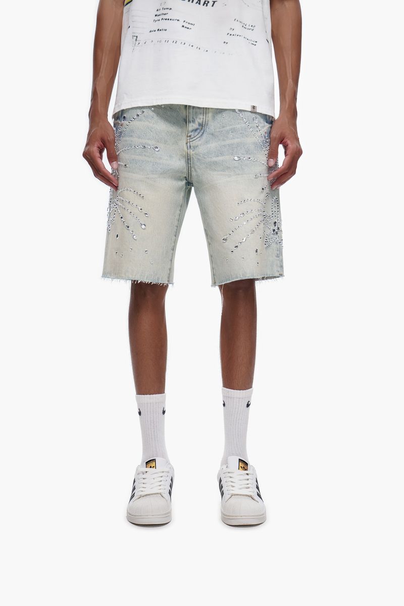 The Trnchs VENOM - Light Blue Wash Denim Shorts
