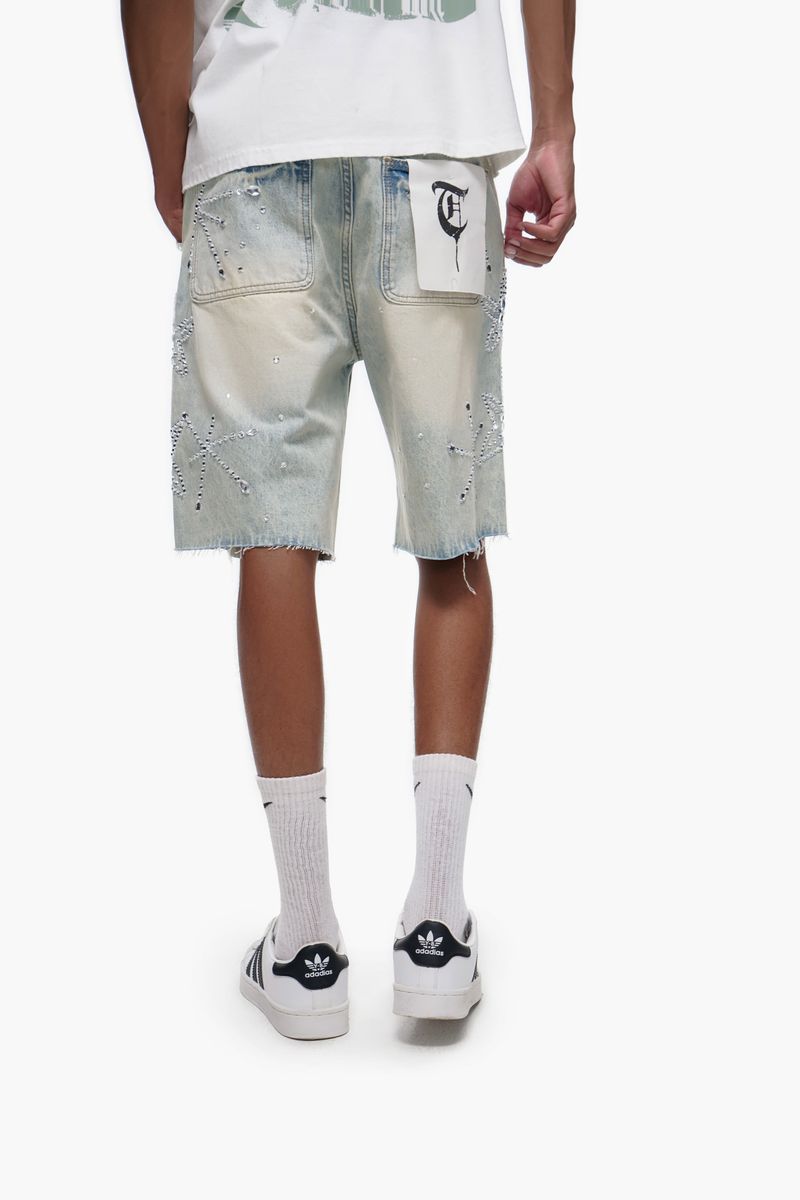 The Trnchs VENOM - Light Blue Wash Denim Shorts