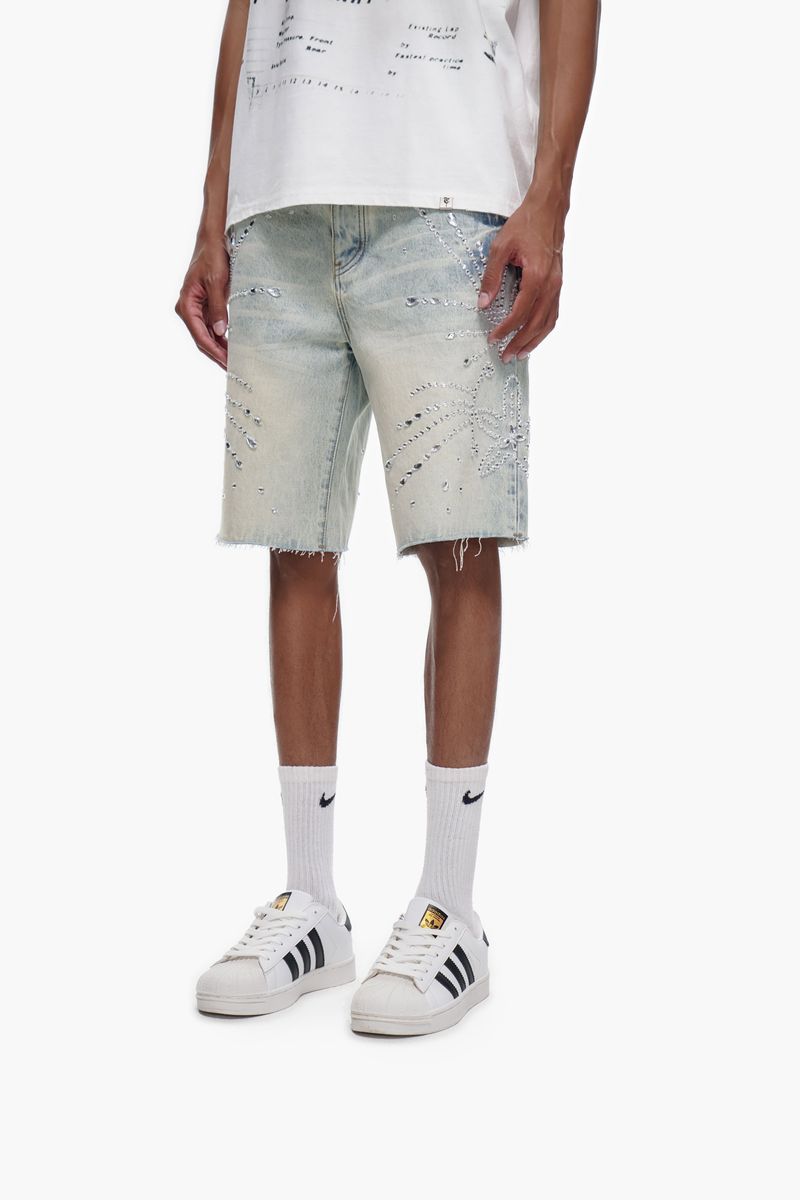 The Trnchs VENOM - Light Blue Wash Denim Shorts