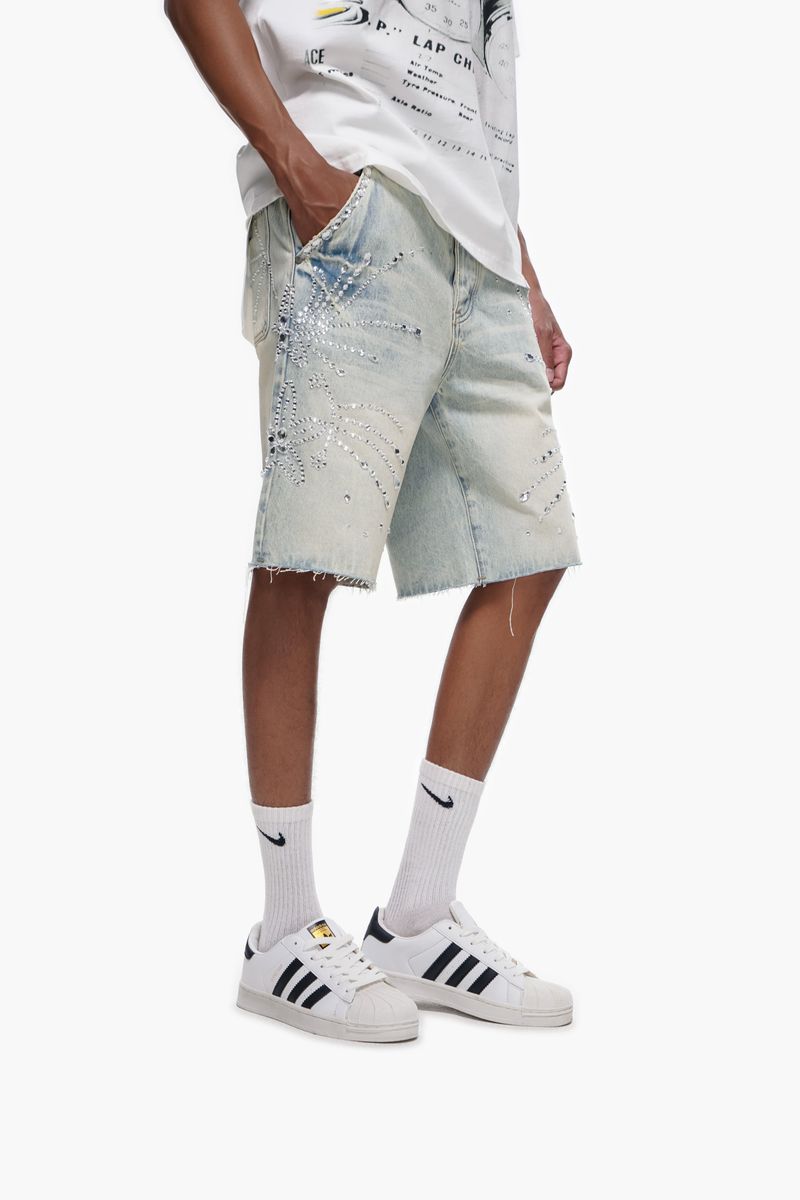 The Trnchs VENOM - Light Blue Wash Denim Shorts