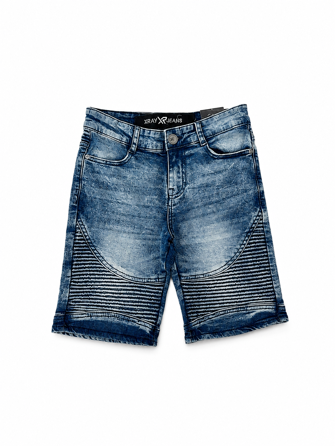 XRAY Jeans Boys Moto Denim Shorts – Stretch Medium Blue Biker Jean Shorts