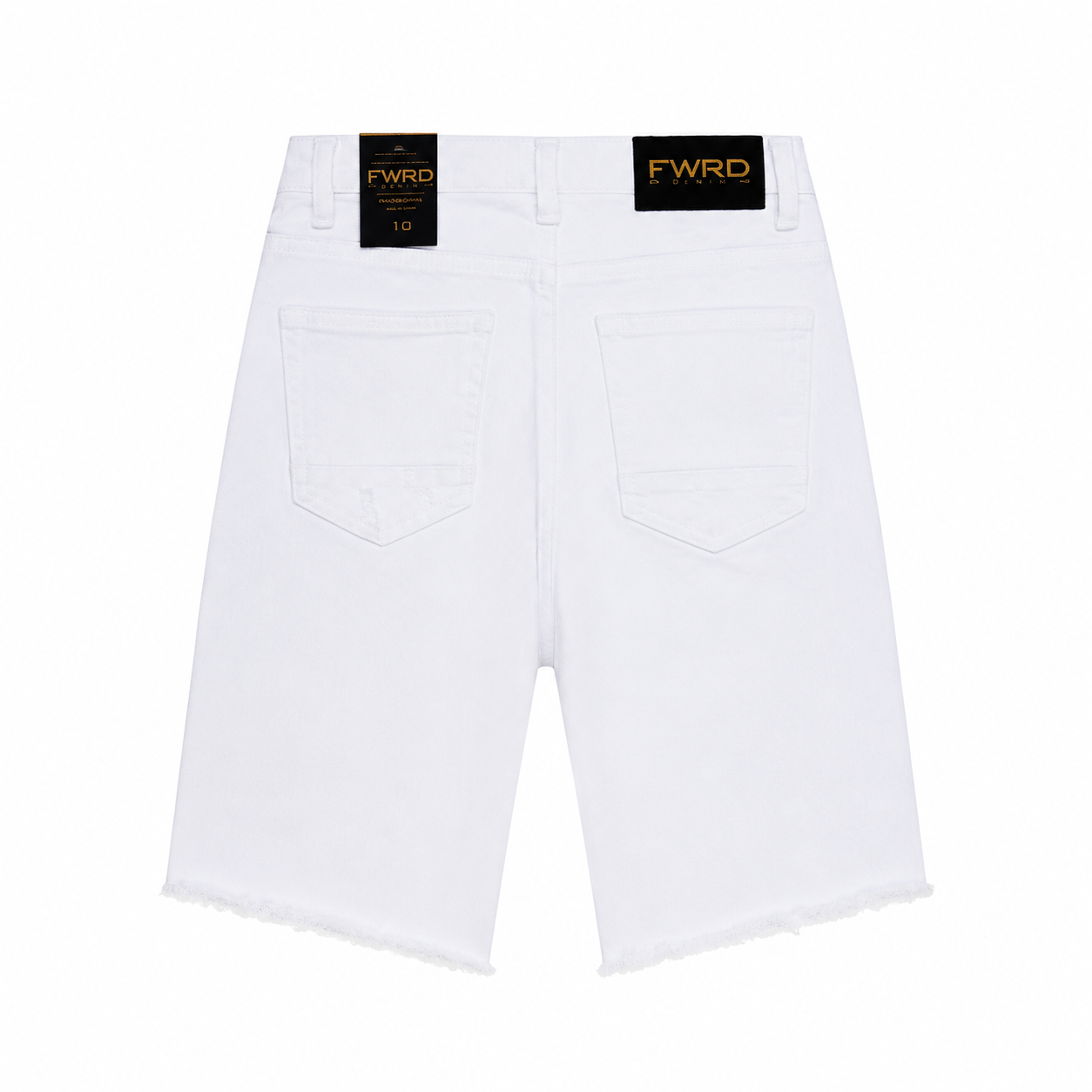 FWRD Denim Boys Distressed White Stretch Denim Shorts – Slim Fit Kids Jean Shorts