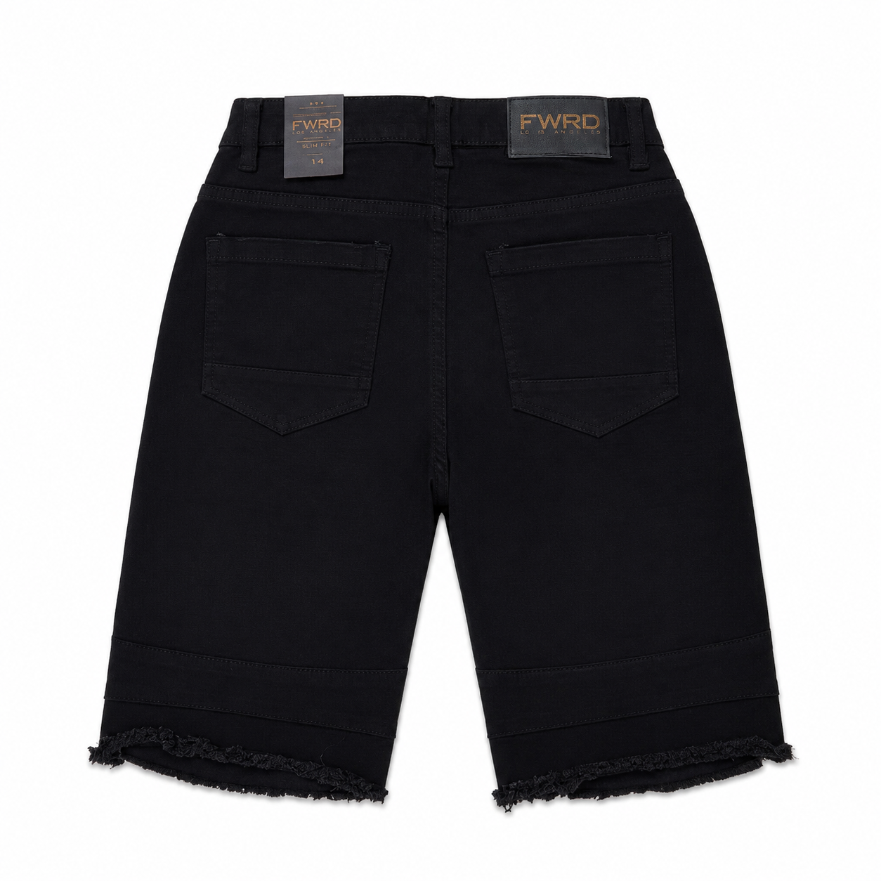 FWRD DENIM Boys Jet Black Slim Fit Stretch Denim Shorts