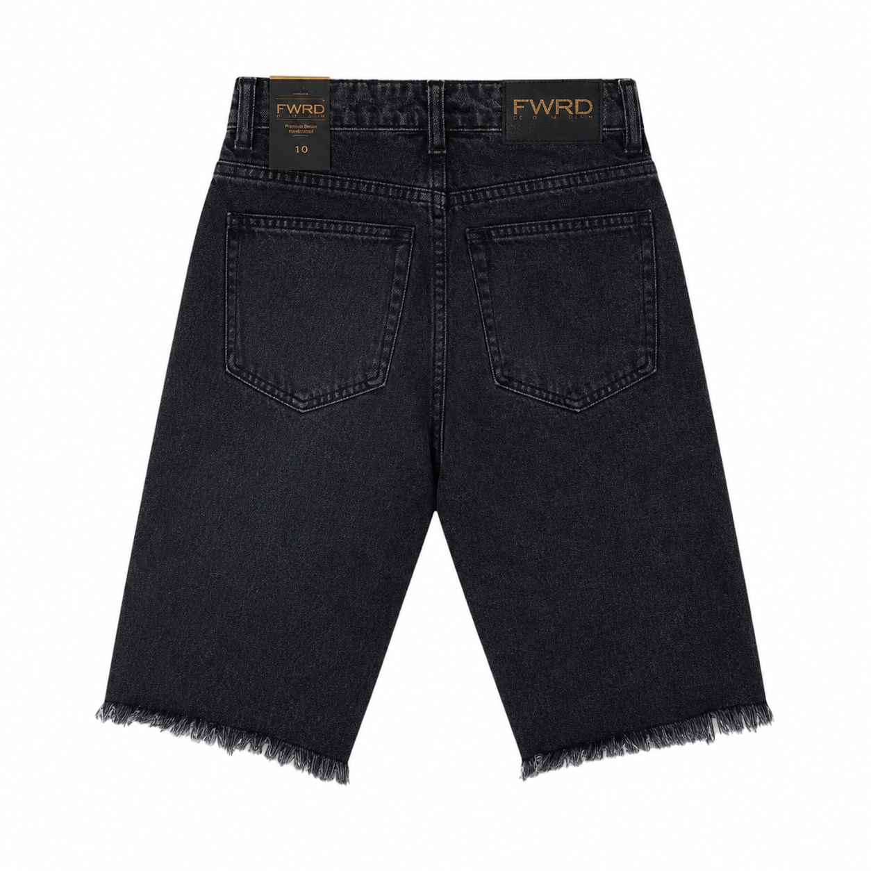 FWRD Denim Boys Washed Black Distressed Stretch Denim Shorts – Slim Fit Kids Jean Shorts