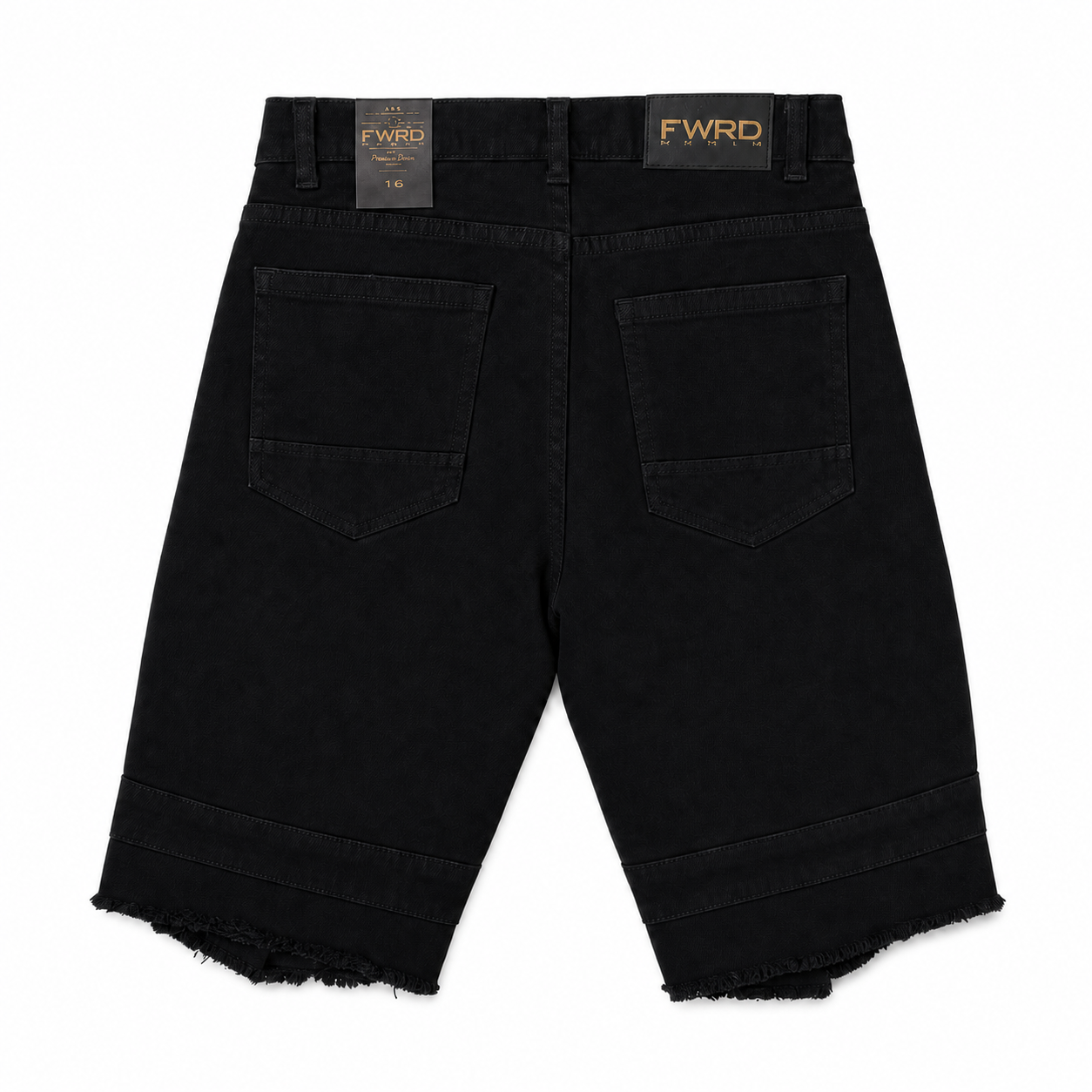 FWRD Denim Boys Slim Fit Jet Black Stretch Jean Shorts