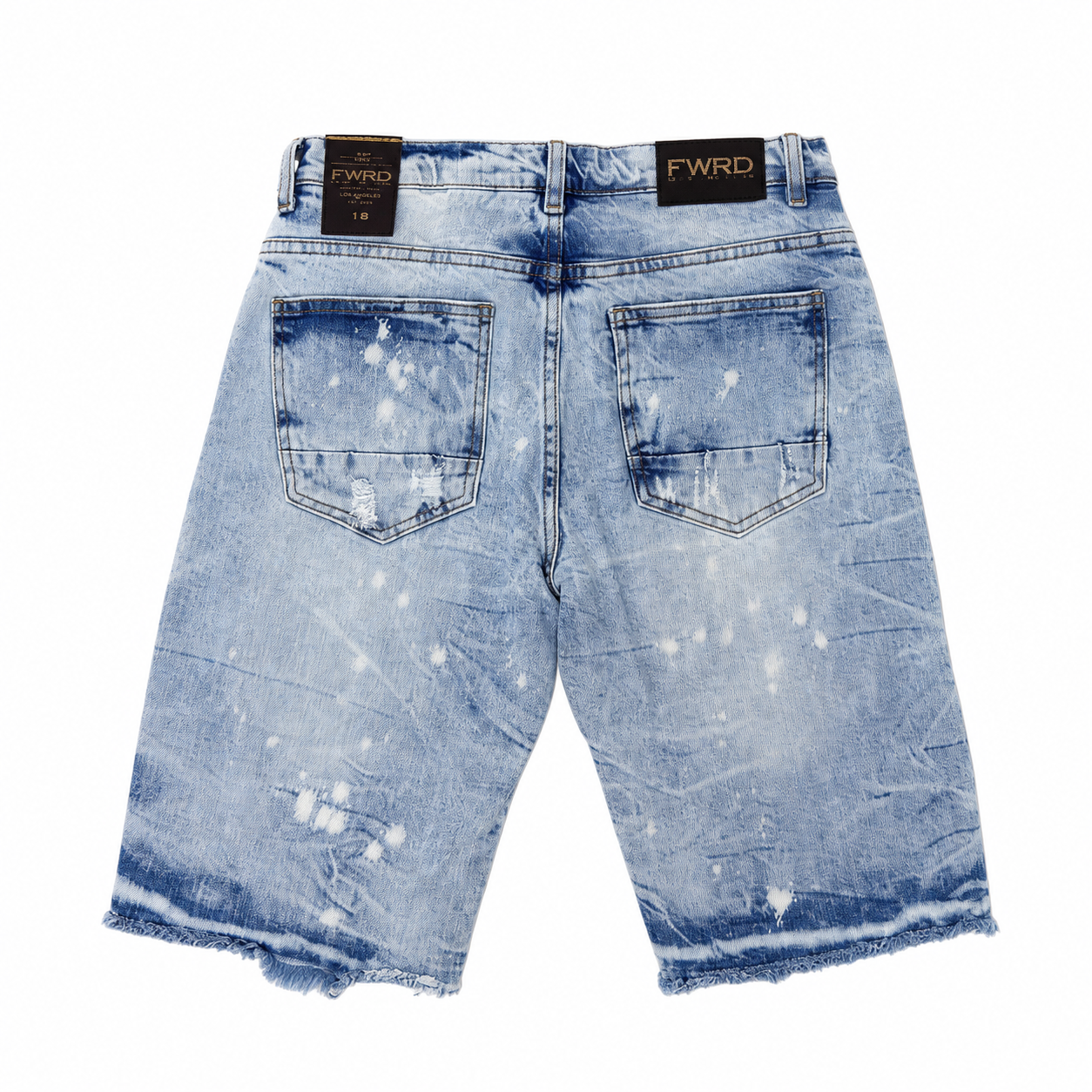FWRD Denim Ice Blue Boys Jeans Shorts – distressed kids denim shorts with premium wash,
