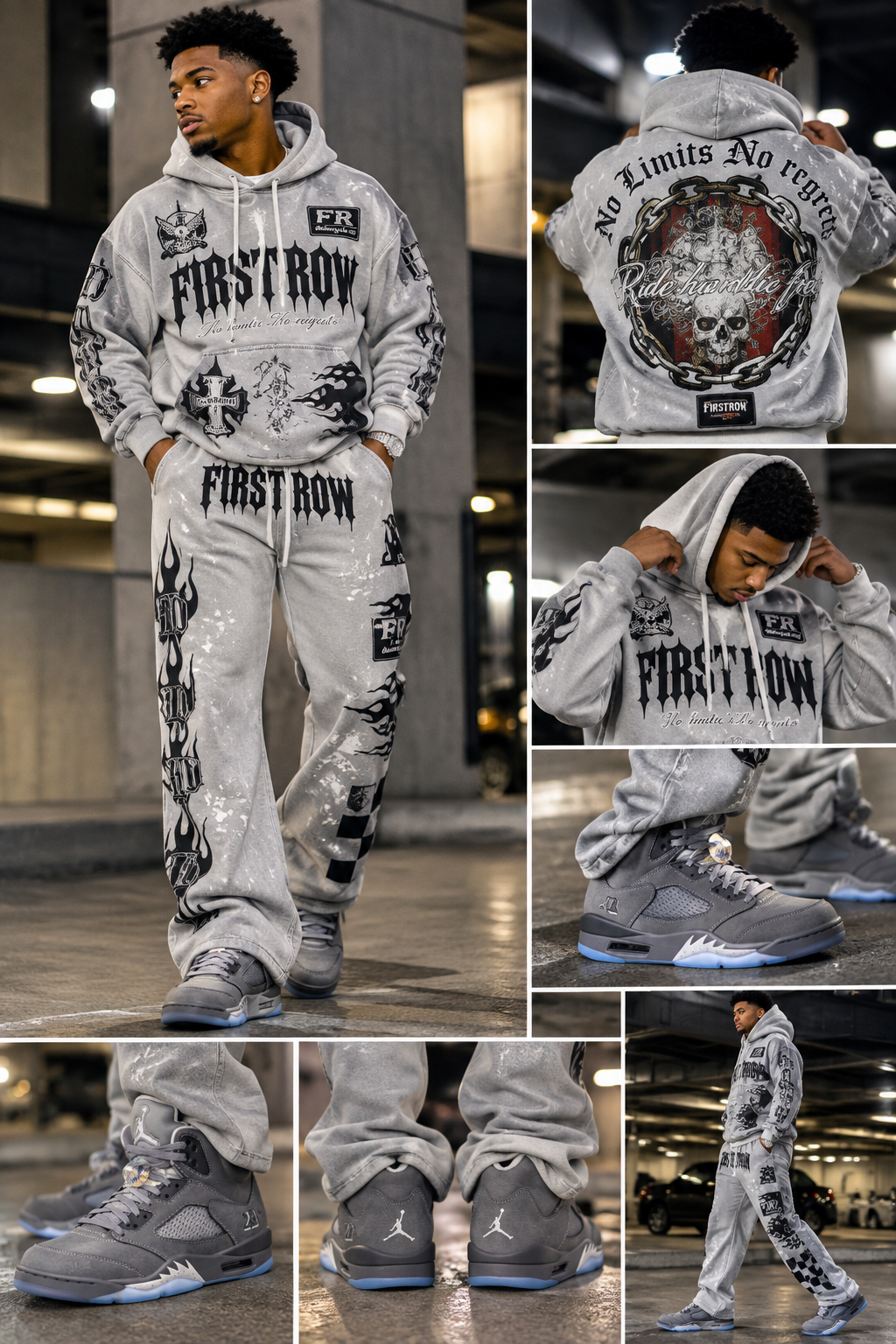 FIRST ROW DENIM NO LIMITS NO REGRETS HOODIE & PANTS SETS
