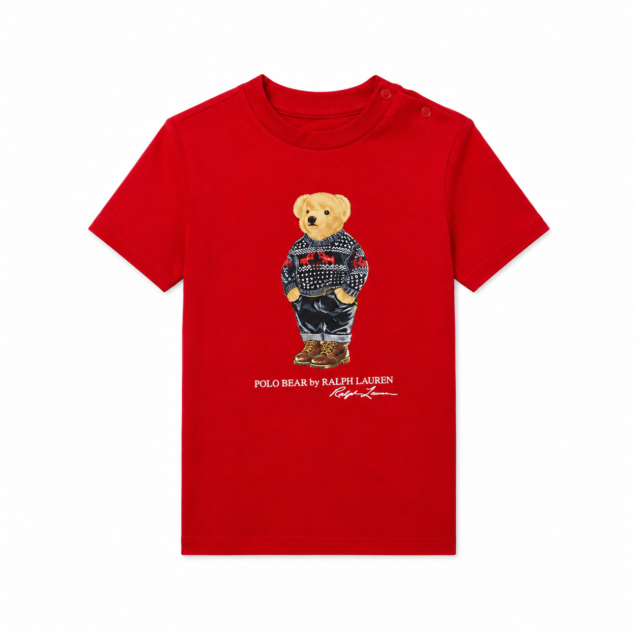 Polo Ralph Lauren Toddler Boys Polo Bear Graphic T-Shirt Red Cotton Crew Neck Tee