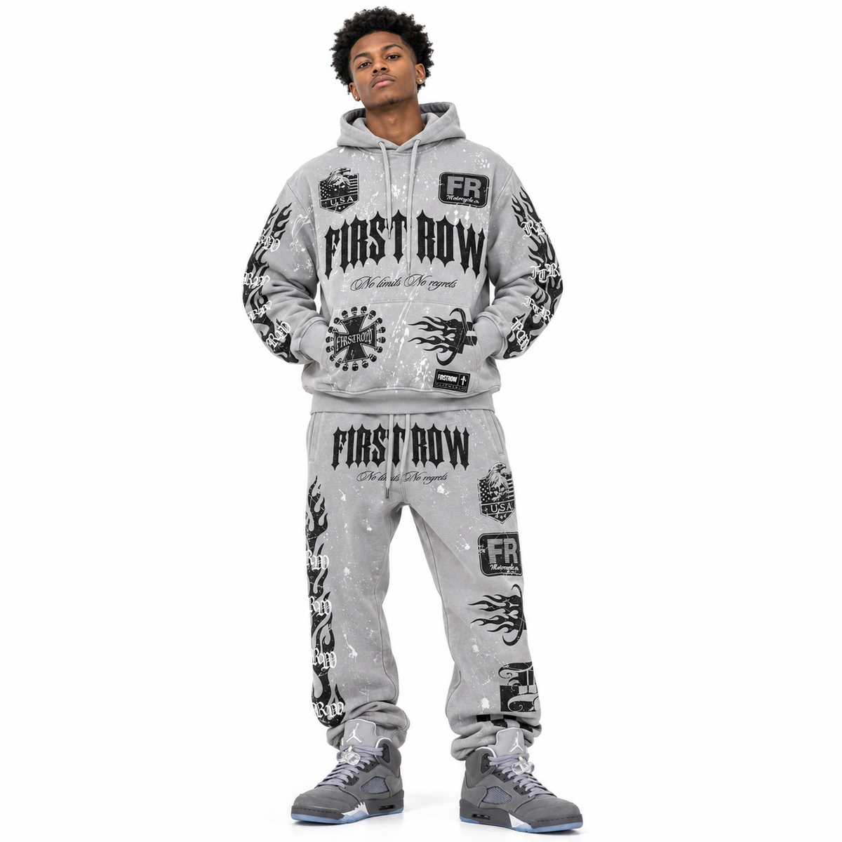 FIRST ROW DENIM NO LIMITS NO REGRETS HOODIE & PANTS SETS