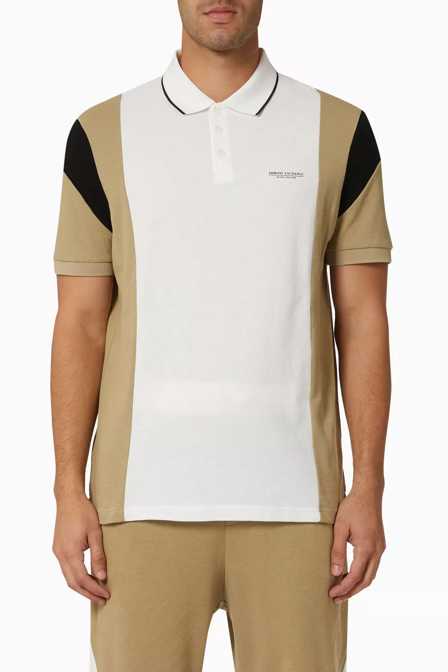 Armani Exchange Khaki,Off-White Polo Shirt