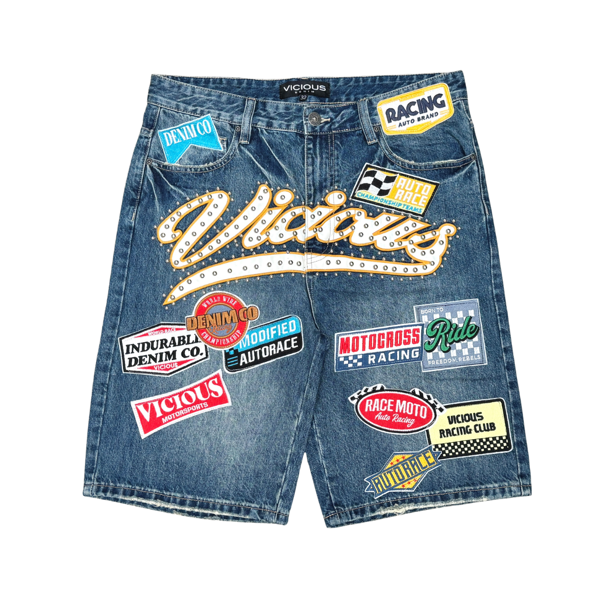 Vicious PATCH DENIM SHORTS