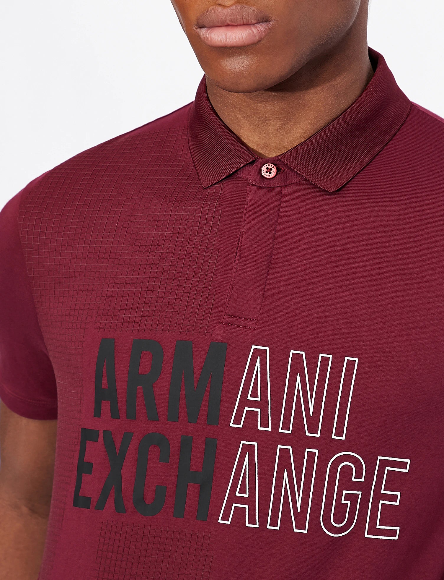 Armani Exchange Burgundy Logo Polo Shirt