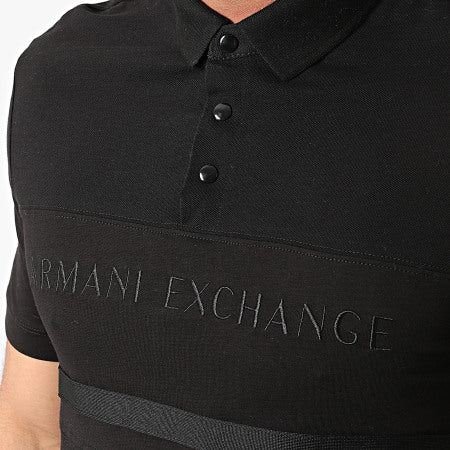 Armani Exchange Black Panel Logo Polo