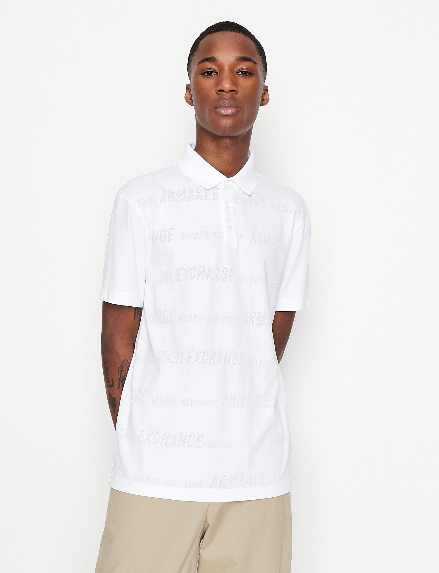 Armani Exchange White Polo