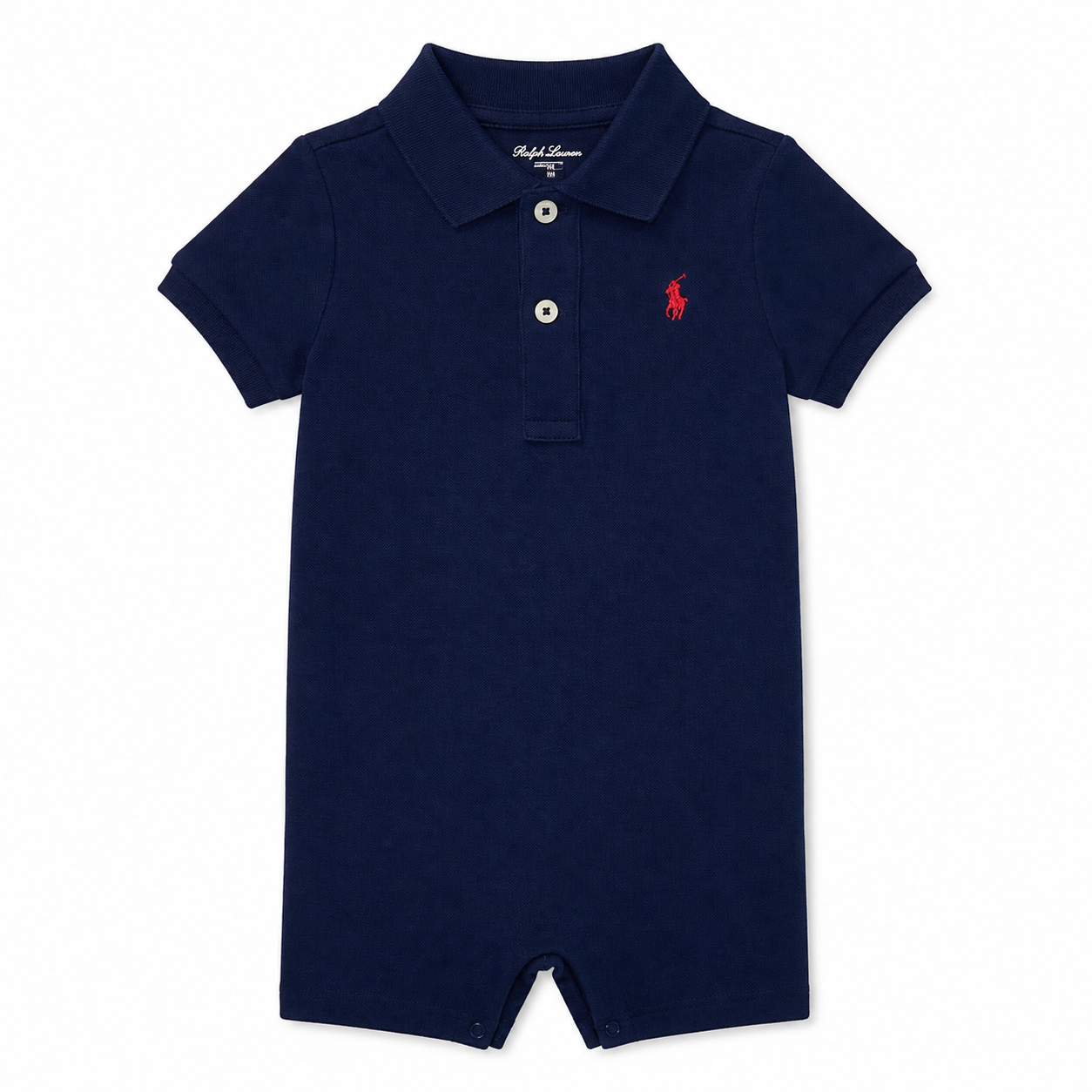 Polo Ralph Lauren Baby Boys Navy Cotton Polo Romper 6 Months Short Sleeve One-Piece