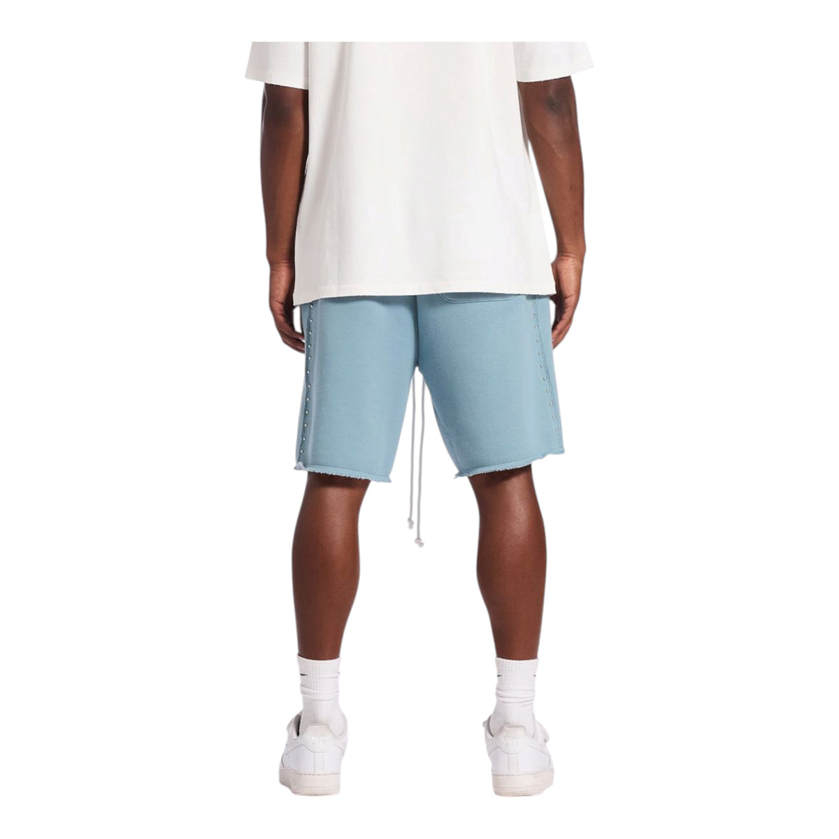 Memory Lane STUDDED FLEECE LONG SHORTS-SLATE BLUE