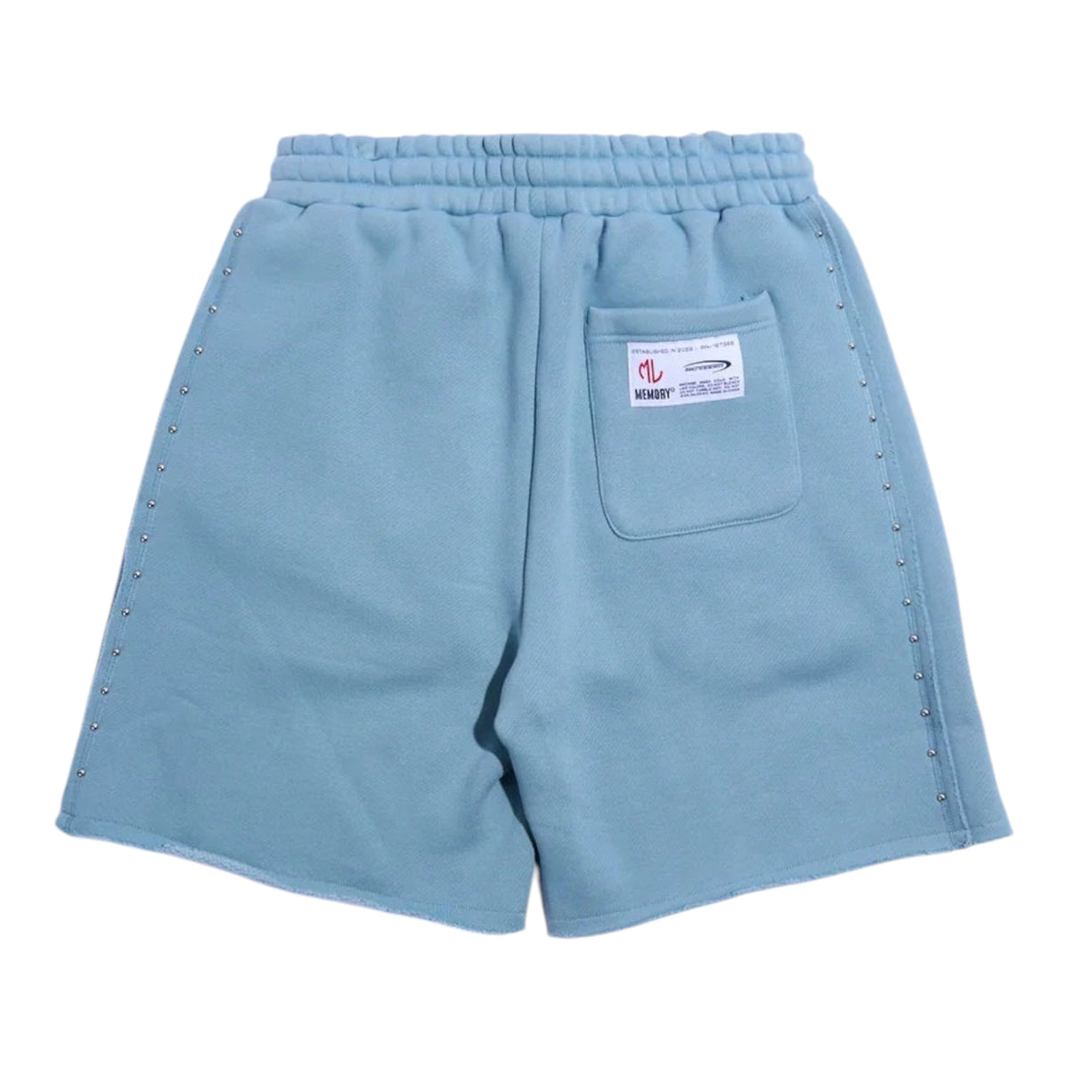 Memory Lane STUDDED FLEECE LONG SHORTS-SLATE BLUE
